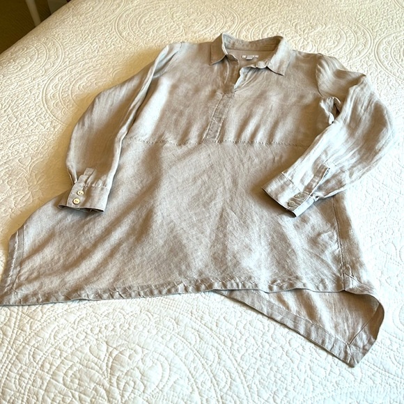 J. Jill Love Linen Women’s Small Lagenlook Asymmetrical V-Neck Tunic Top Relaxed - Picture 10 of 17